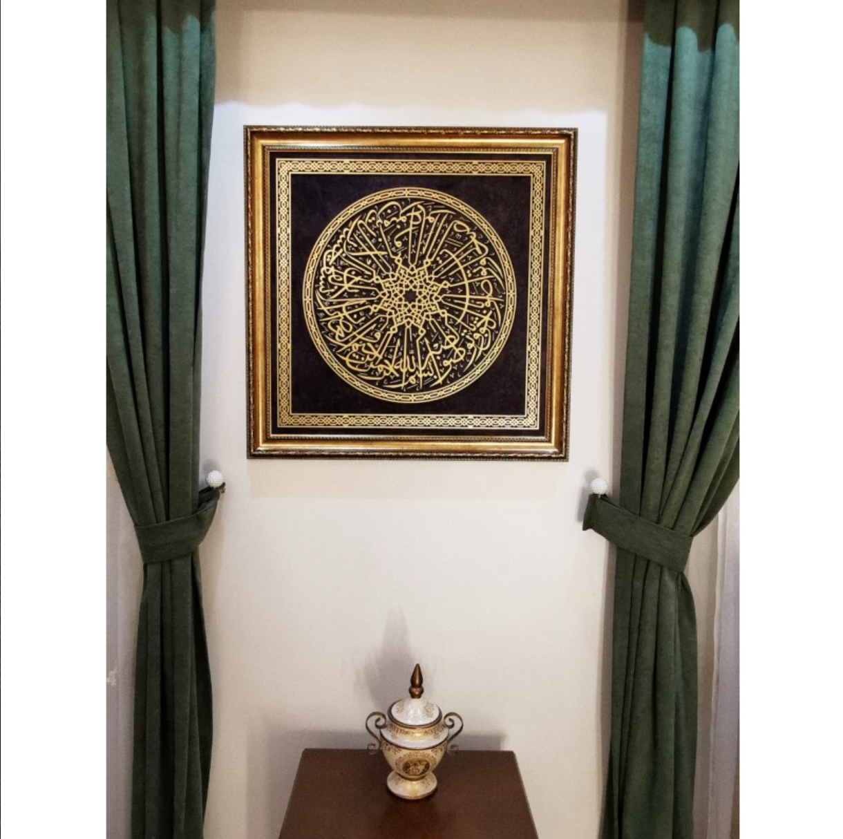 Coffee-Colored Velvet Texture, Asr Period Islamic Square Painting